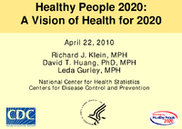 Healthy People 2020 A Vision of Health for 2020