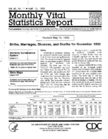 Births marriages divorces and deaths for November 1992 Revised May 10 1993