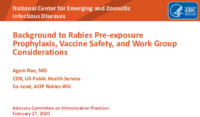 Background to rabies preexposure prophylaxis vaccine safety and Work Group considerations