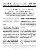 Prevention Health Care Quality in America Findings From the First National Healthcare Quality and Disparities Reports
