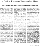 A Critical Review Of Pentazocine Abuse