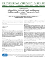 A Feasibility Study of Supply and Demand for Diabetes Prevention Programs in North Carolina