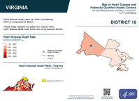 VA Congressional District 10 Heart Disease and Federally Qualified Health Centers Map 119th Congress