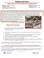 Fatality Narrative Laborer Falls into Trench and Struck by Excavator Bucket