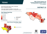 TX Congressional District 23 Heart Disease and Federally Qualified Health Centers Map 119th Congress