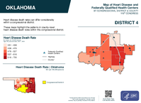OK Congressional District 04 Heart Disease and Federally Qualified Health Centers Map 119th Congress