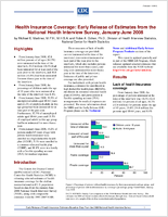 Health insurance coverage early release of estimates from the National Health Interview Survey JanuaryJune 2008