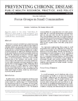 Focus Groups in Small Communities