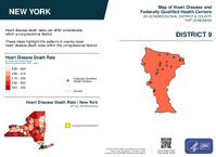 NY Congressional District 09 Heart Disease and Federally Qualified Health Centers Map 119th Congress