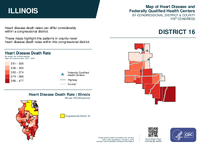 IL Congressional District 16 Heart Disease and Federally Qualified Health Centers Map 119th Congress