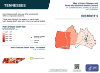 TN Congressional District 05 Heart Disease and Federally Qualified Health Centers Map 119th Congress