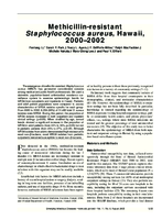 Methicillinresistant Staphylococcus aureus Hawaii 20002002