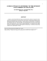 A Unique Approach to Determining the Time Dependent In Situ Strength of Coal Pillars 1999