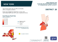 NY Congressional District 20 Heart Disease and Federally Qualified Health Centers Map 118th Congress