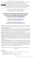 Improving the Influence of Evidence in Policy Creation An Ethnographic Study of the ResearchtoPolicy Collaborative