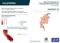 CA Congressional District 52 Heart Disease and Federally Qualified Health Centers Map 119th Congress