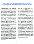 Rates of Carpal Tunnel Syndrome in a State Workers Compensation Information System by Industry and Occupation  California 20072014