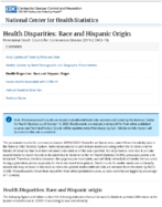 Health Disparities Race and Hispanic Origin Provisional Death Counts for Coronavirus Disease 2019 COVID19 October 14 2020