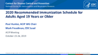 2020 Recommended immunization schedule for adults aged 19 years or older