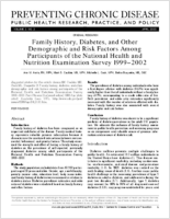Family History Diabetes and Other Demographic and Risk Factors Among Participants of the National Health and Nutrition Examination Survey 19992002