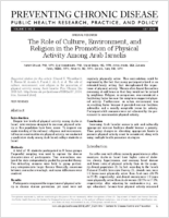 The Role of Culture Environment and Religion in the Promotion of Physical Activity Among Arab Israelis
