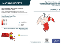 MA Congressional District 08 Heart Disease and Federally Qualified Health Centers Map 119th Congress