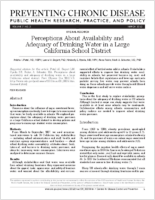 Perceptions About Availability and Adequacy of Drinking Water in a Large California School District