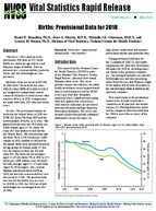Vital Statistics Rapid Release Births Provisional Data for 2018