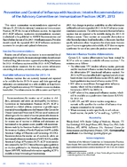 Prevention and control of influenza with vaccines  interim recommendations of the Advisory Committee on Immunization Practices ACIP 2013
