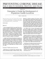 Principles to Guide the Development of Population Health Incentives