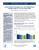 Sexual activity contraceptive use and childbearing of teenagers aged 1519 in the United States
