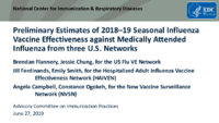 Preliminary estimates of 201819 seasonal influenza vaccine effectiveness against medically attended influenza from three US networks