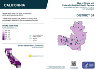 CA Congressional District 34 Stroke and Federally Qualified Health Centers Map 119th Congress