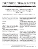 Smoking Status and Cessation Counseling Practices Among Physicians Guangxi China 2007