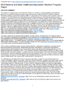 2019 National and State HealthcareAssociated Infections Progress Report  Executive Summary Technical Appendix References Glossary