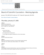 Board of Scientific Counselors  Meeting Agenda  January 2728 2005 NCHS Auditorium 3311 Toledo Rd Hyattsville MD 20782