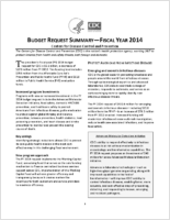 Budget Request Summary  Fiscal Year 2014 Centers for Disease Control and Prevention