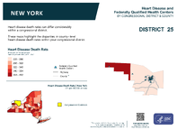 NY Congressional District 25 Heart Disease and Federally Qualified Health Centers Map 118th Congress