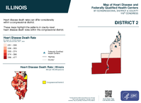 IL Congressional District 02 Heart Disease and Federally Qualified Health Centers Map 119th Congress