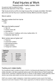 Fatal Injuries at Work Massachusetts Fatality Update 2009