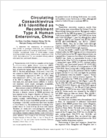 Circulating Coxsackievirus A16 Identified as Recombinant Type A Human Enterovirus China