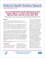Use of complementary health approaches among children aged 417 years in the United States National Health Interview Survey 20072012