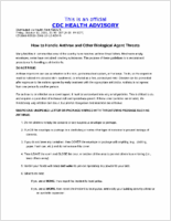 How to Handle Anthrax and Other Biological Agent Threats Friday October 12 2001 2100 EDT 900 PM EDT