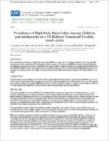 Prevalence of High Body Mass Index Among Children and Adolescents at a US Military Treatment Facility 20082009