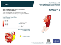 OH Congressional District 06 Heart Disease and Federally Qualified Health Centers Map 118th Congress