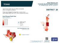 TX Congressional District 28 Heart Disease and Federally Qualified Health Centers Map 118th Congress