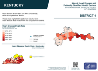 KY Congressional District 04 Heart Disease and Federally Qualified Health Centers Map 119th Congress