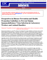 Perspectives in Disease Prevention and Health Promotion Guidelines to Prevent Simian Immunodeficiency Virus Infection in Laboratory Workers and Animal Handlers
