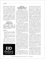 Lack of Transmission of Vaccinia Virus