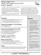2001 Morocco Ages 1315 Global Youth Tobacco Survey GYTS Fact Sheet